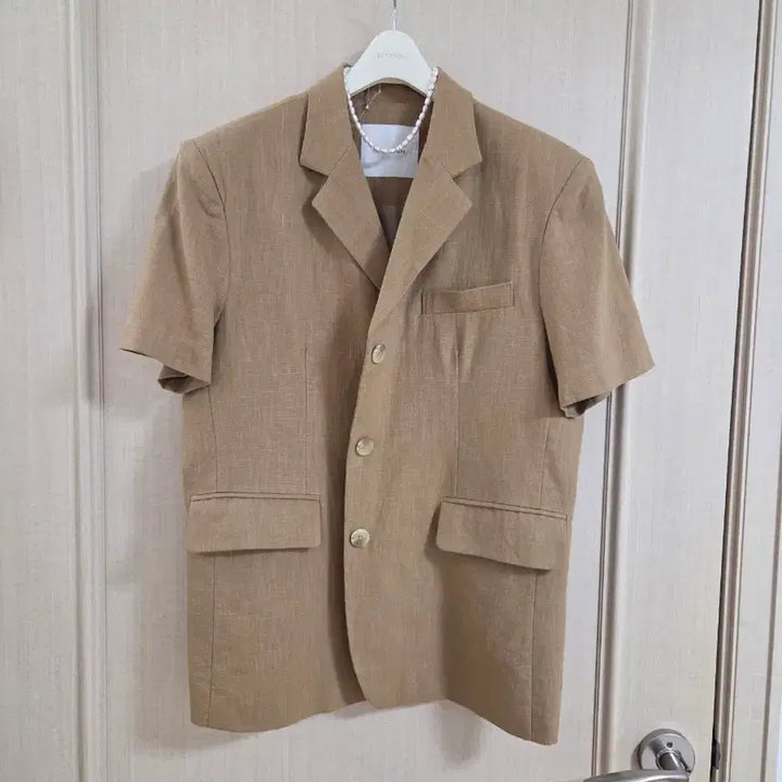 [BUNJANG] Trendier Apparel Linen Short Sleeve Jacket / 트렌디어페럴 고급스런 린넨 반팔자켓