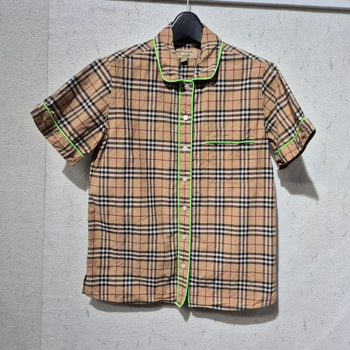 [BUNJANG] Burberry Check Short Sleeve Shirt Green Line / 버버리 체크 반팔 셔츠 그린 라인