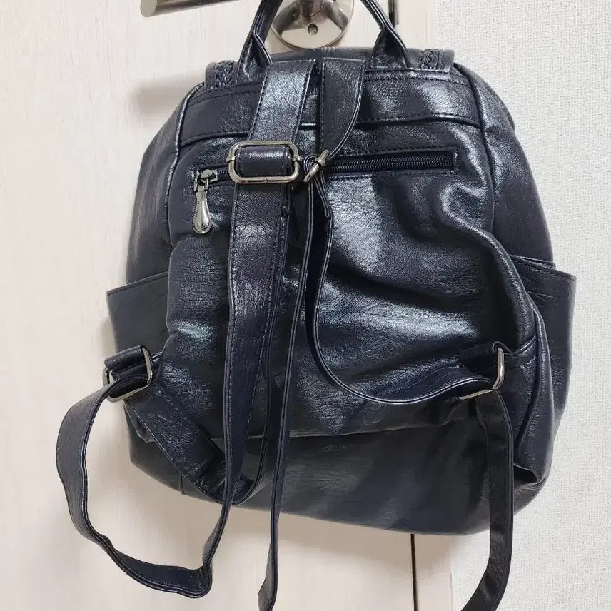 [BUNJANG] Navy Leather Backpack / 네이비 가죽 백팩 여성 가방