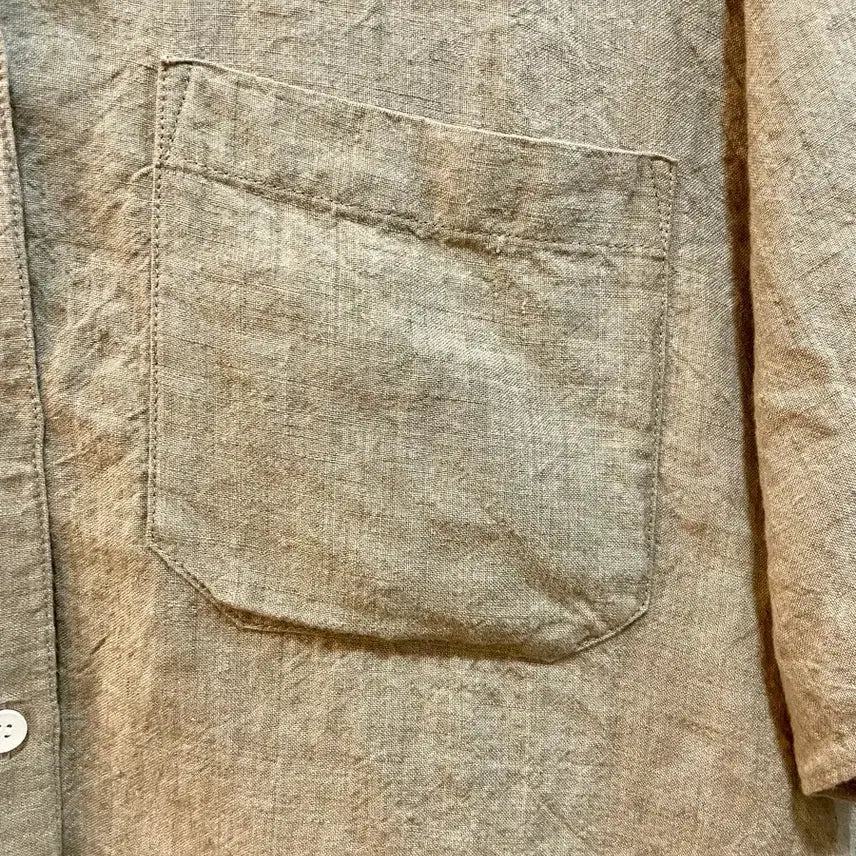 [BUNJANG] Studio Tomboy 100% Linen Short Sleeve Shirt - Free Size / 스튜디오 톰보이 린넨 100% 반팔 셔츠 F