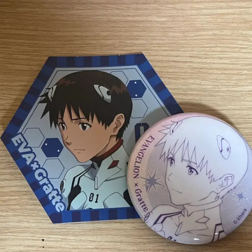 [BUNJANG] Evangelion Shinji Badge &amp; Coaster Set / 에반게리온 애니메이트 신지 뱃지 코스터