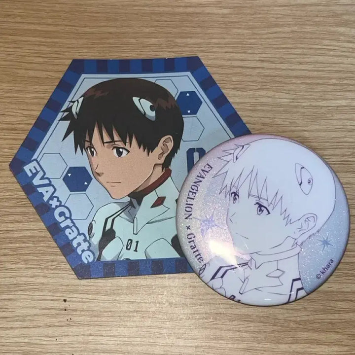 [BUNJANG] Evangelion Shinji Badge &amp; Coaster Set / 에반게리온 애니메이트 신지 뱃지 코스터