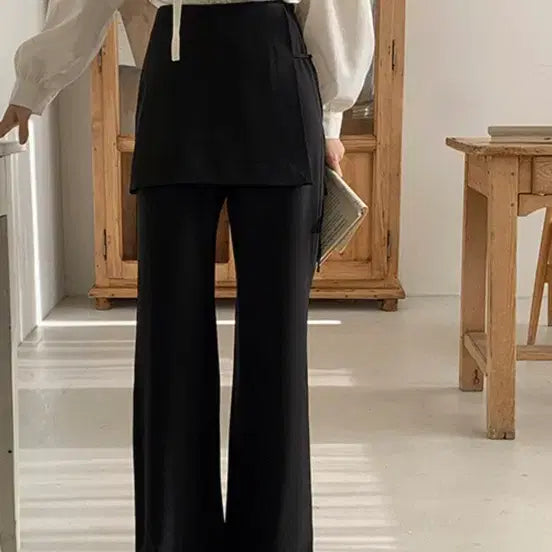[BUNJANG] Fine Thank You Wrap Skirt Slacks Black / 랩 스커트 슬랙스 블랙