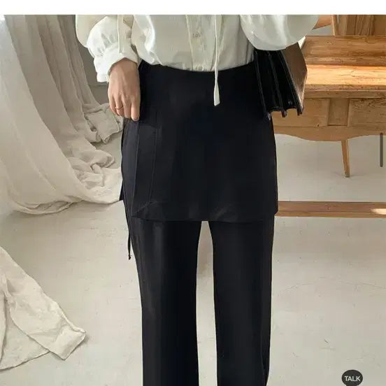 [BUNJANG] Fine Thank You Wrap Skirt Slacks Black / 랩 스커트 슬랙스 블랙