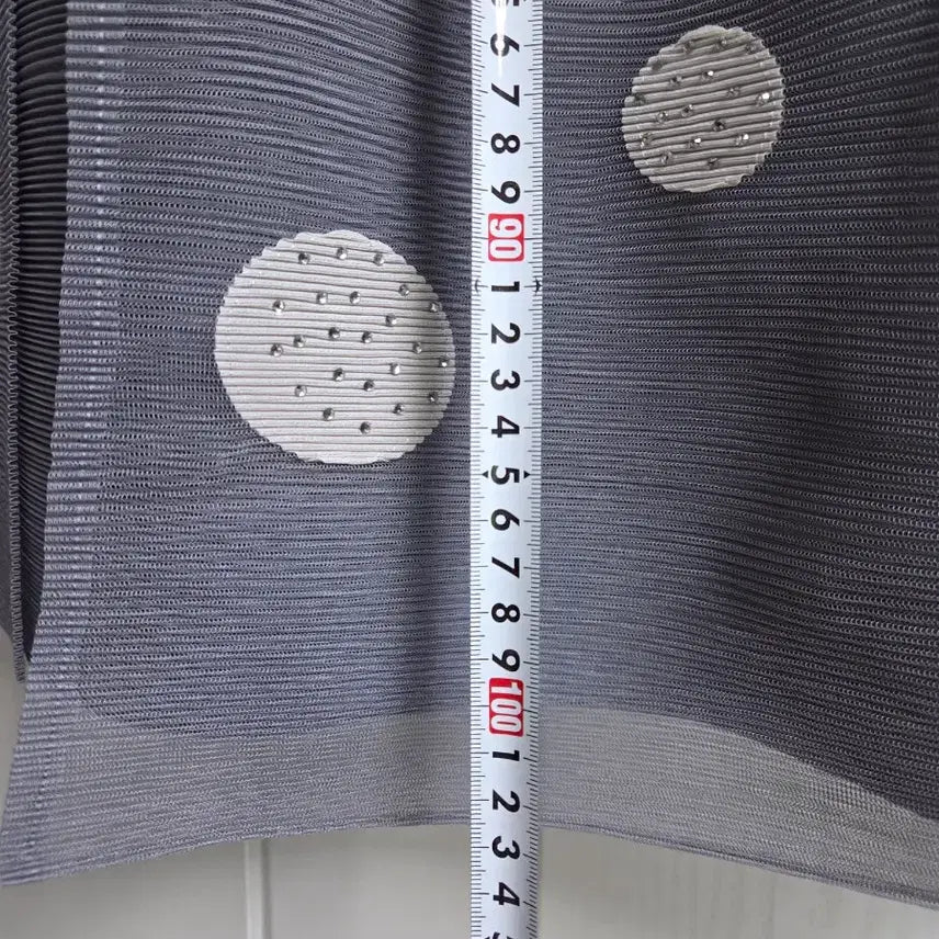 [BUNJANG] Gray Polka Dot Pleated Long Dress / 회색 플리츠 도트 롱 원피스