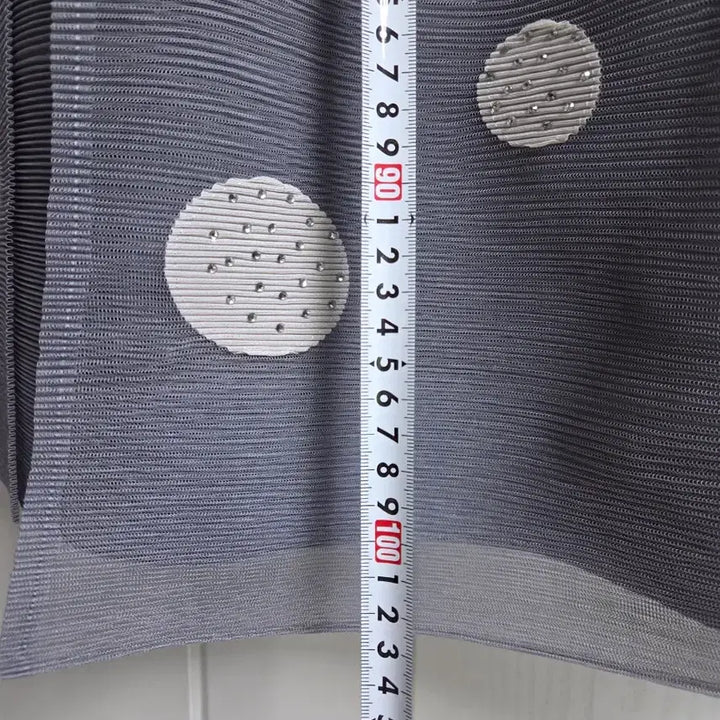 [BUNJANG] Gray Polka Dot Pleated Long Dress / 회색 플리츠 도트 롱 원피스