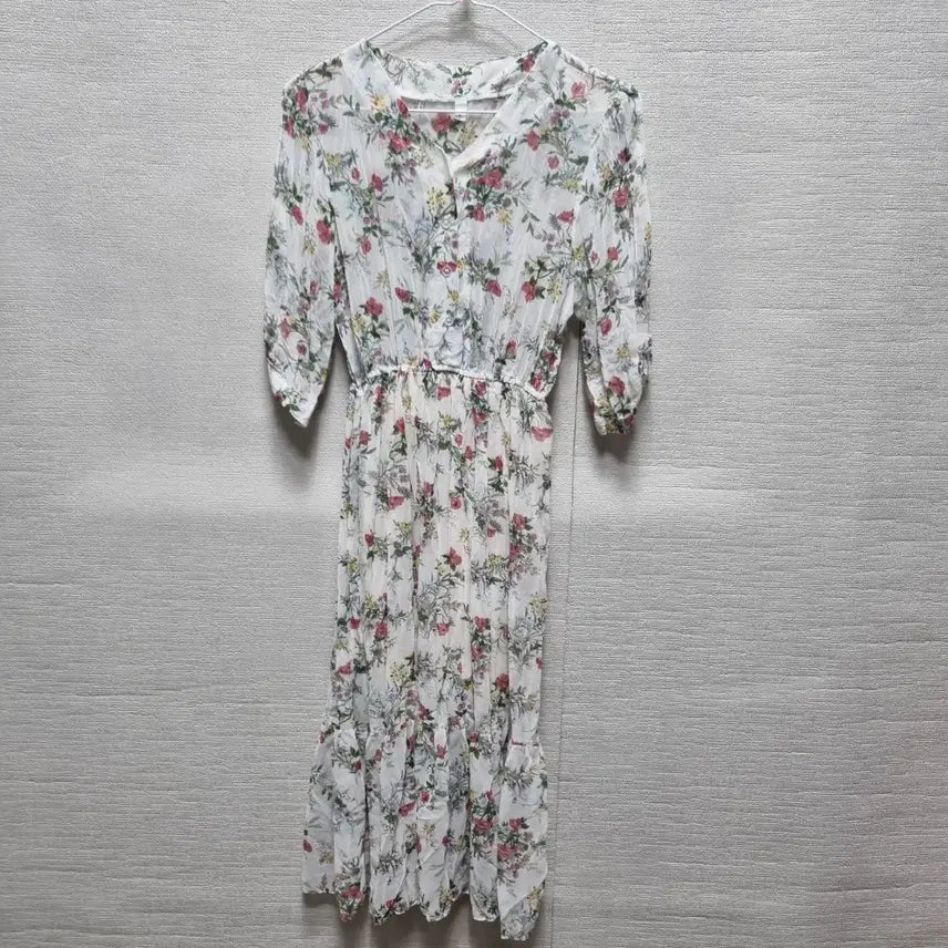 [BUNJANG] Chiffon Floral Print Long Dress / 바450 쉬폰 롱 원피스