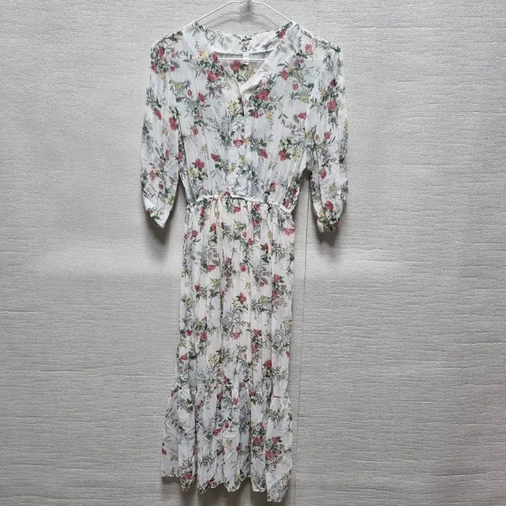 [BUNJANG] Chiffon Floral Print Long Dress / 바450 쉬폰 롱 원피스