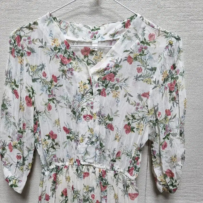 [BUNJANG] Chiffon Floral Print Long Dress / 바450 쉬폰 롱 원피스