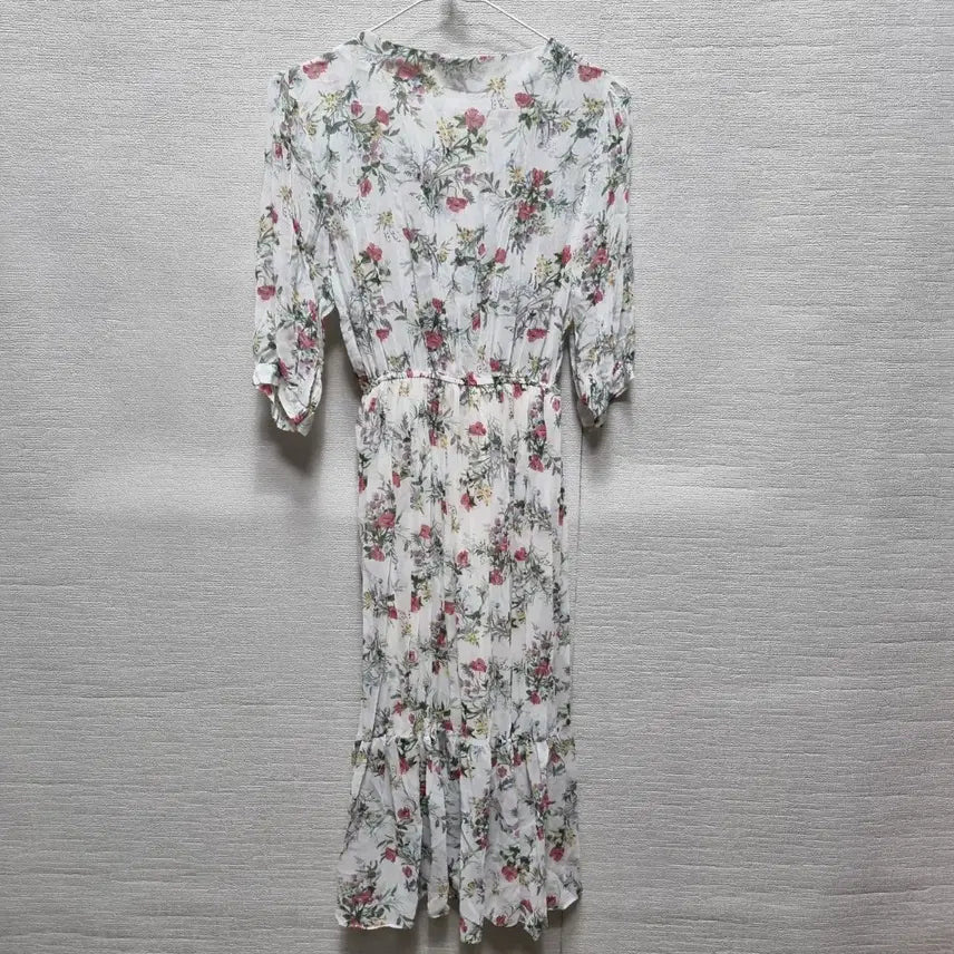 [BUNJANG] Chiffon Floral Print Long Dress / 바450 쉬폰 롱 원피스
