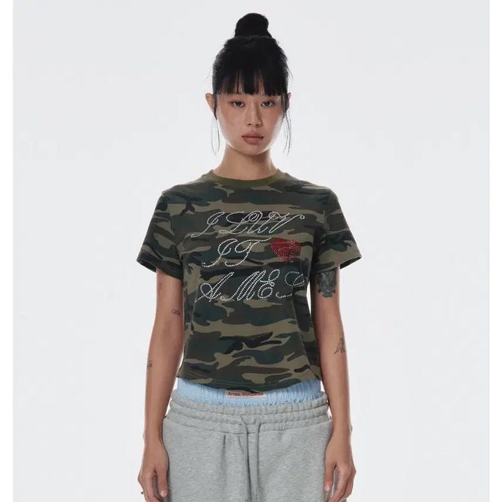 [BUNJANG] Ames Camo Crop Short-Sleeve T-Shirt / 아메스 카모 크롭 반팔티