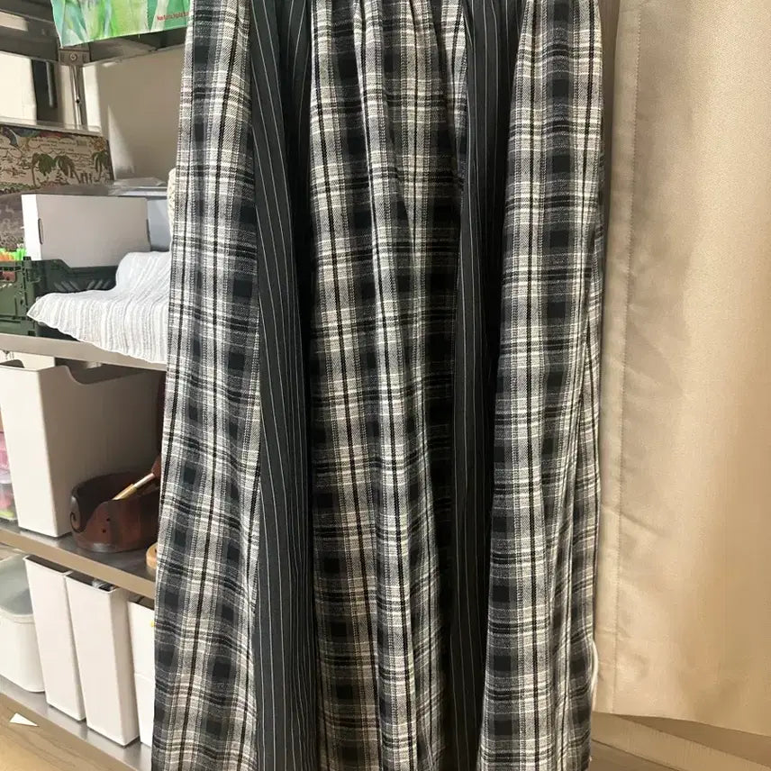 [BUNJANG] Please Project Over Check Maxi Skirt Black / 플리즈프로젝트 오버 체크 맥시 스커트 블랙