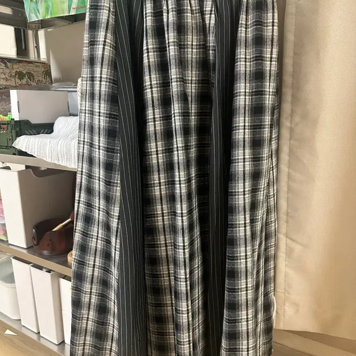 [BUNJANG] Please Project Over Check Maxi Skirt Black / 플리즈프로젝트 오버 체크 맥시 스커트 블랙