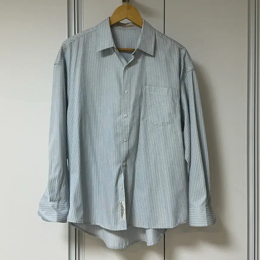 [BUNJANG] Bittercells Wind Stripe Shirt Blue / 비터셀즈 윈드 스트라이프 셔츠 블루