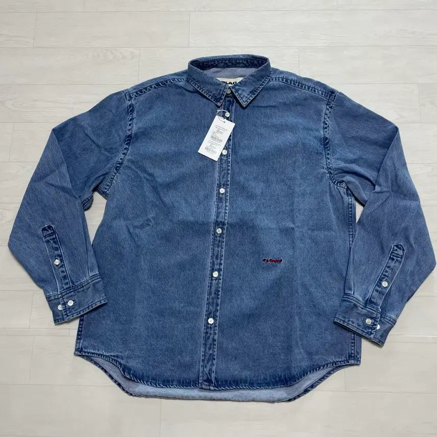 [BUNJANG] Plac X Pepperu Denim Shirt Mid Blue L / 플랙 X 페퍼유 데님셔츠 미드블루 L사이즈