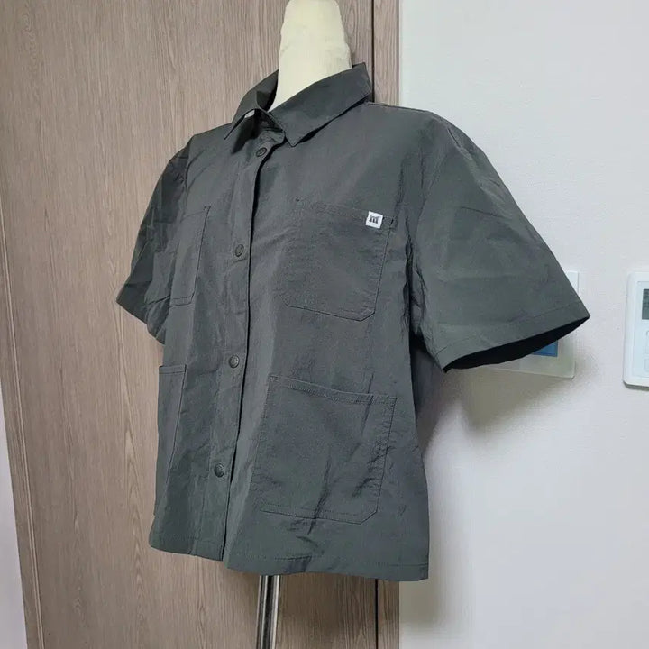 [BUNJANG] Mark M Nylon Blend Short Sleeve Pocket Shirt / 마크엠 바스락 반팔 포켓 셔츠