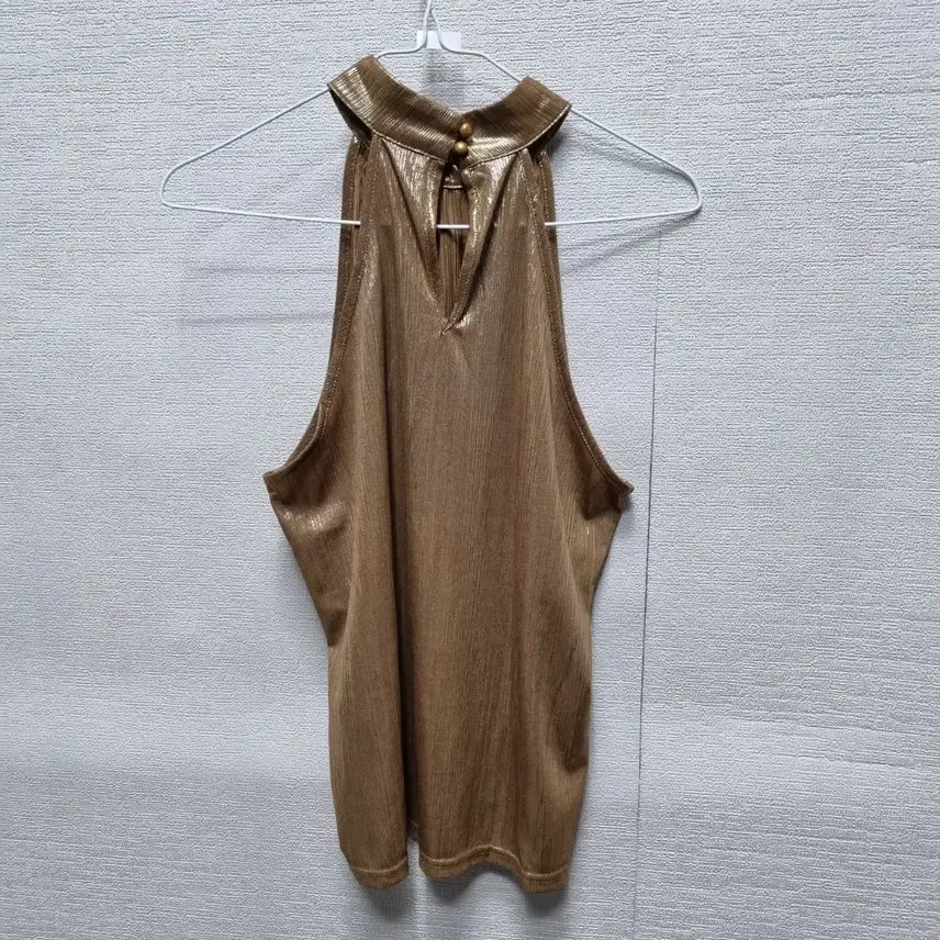 [BUNJANG] Brown Halterneck Sleeveless Blouse / 바452 홀터넥 민소매 블라우스