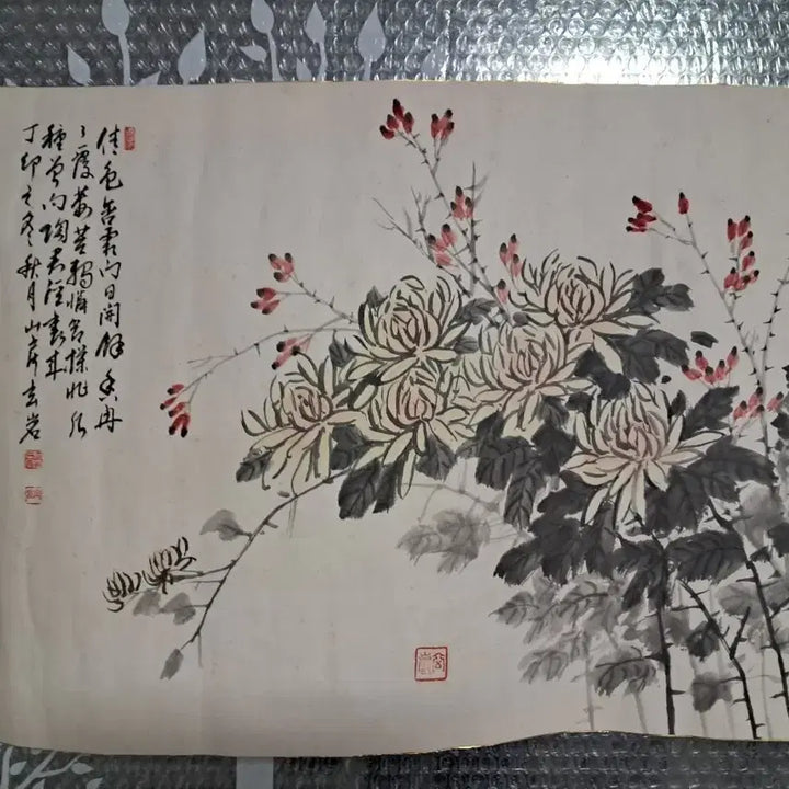 [BUNJANG] Oriental Painting Chrysanthemum Artwork / 동양화 국화 그림