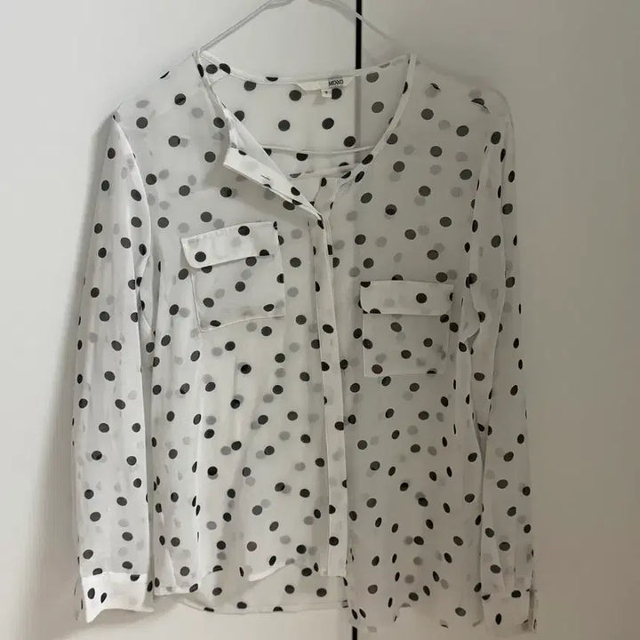 [BUNJANG] MIXXO White Black Dot Blouse / MIXXO 흰색 검정 도트 블라우스