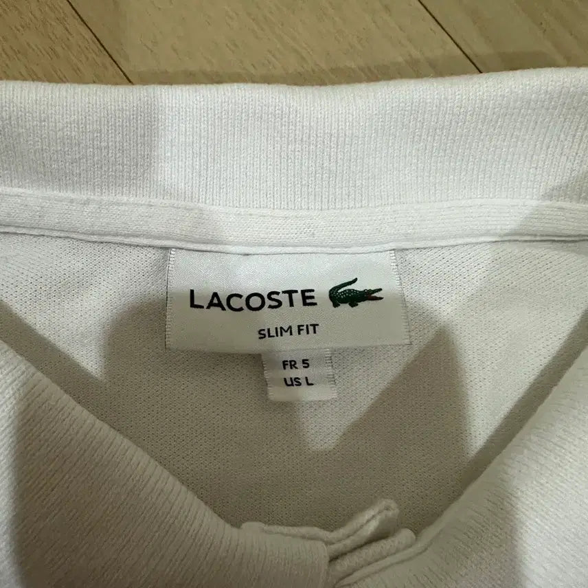[BUNJANG] Lacoste Slim Fit Polo Shirt White (US L) / 라코스테 카라티 슬림핏 105 (US L) 화이트