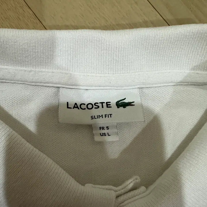 [BUNJANG] Lacoste Slim Fit Polo Shirt White (US L) / 라코스테 카라티 슬림핏 105 (US L) 화이트