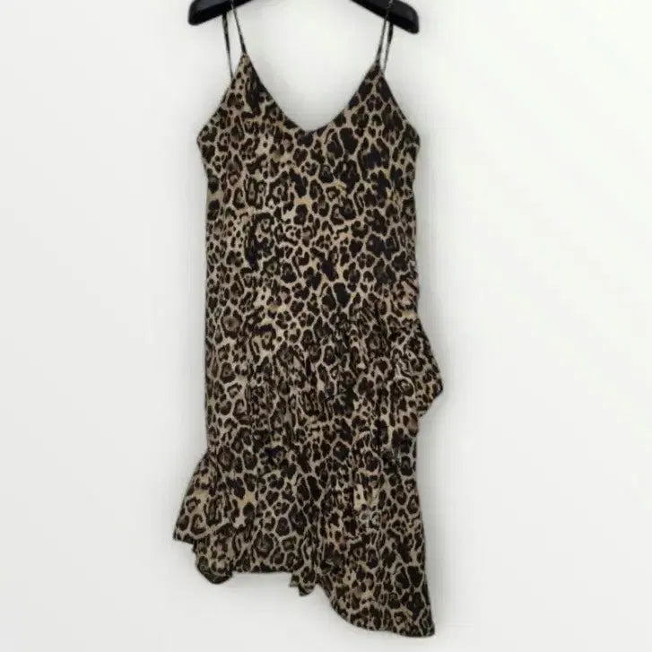 [BUNJANG] Leopard Print Sleeveless Ruffle Dress / 55~66 여성 원피스 레오파드 민소매 나시 원피스 호피 프릴 원피스