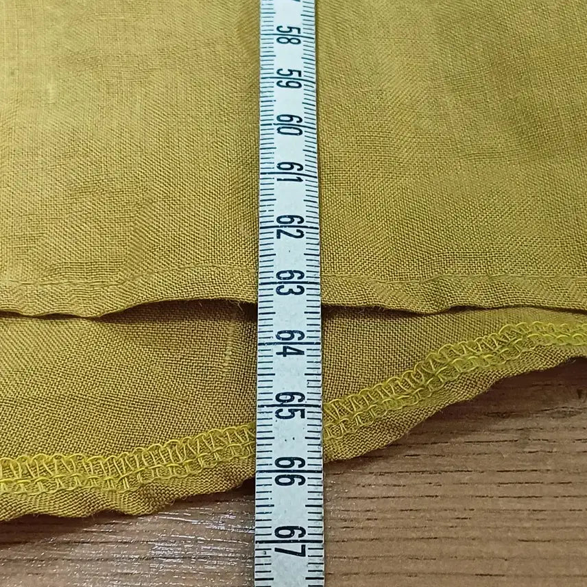 [BUNJANG] Linen Short Sleeve Blouse Mustard / 린넨 반팔 블라우스 머스타드