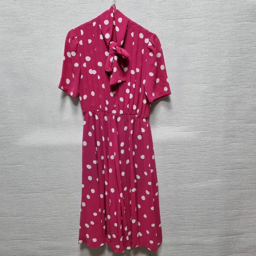 [BUNJANG] Polka Dot Short Sleeve Long Dress / 바457 도트 반팔 롱 원피스