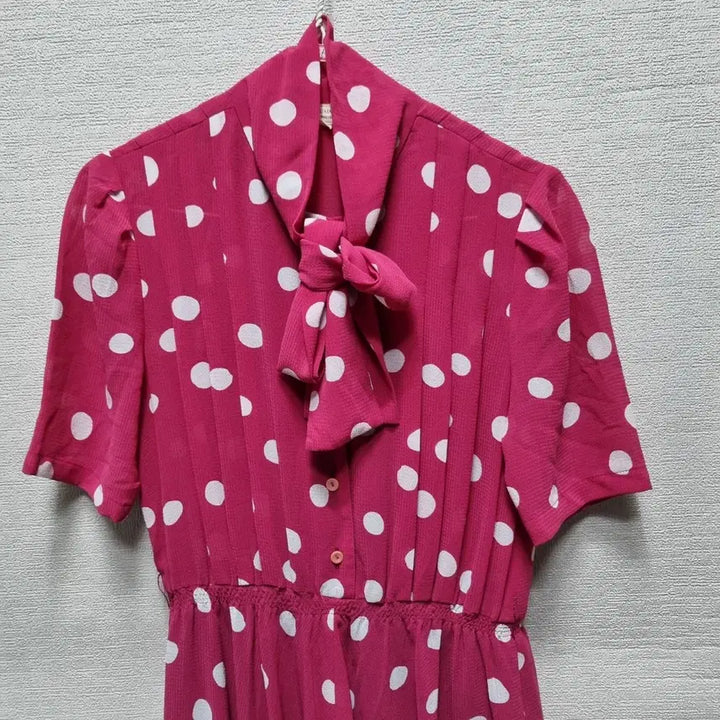 [BUNJANG] Polka Dot Short Sleeve Long Dress / 바457 도트 반팔 롱 원피스