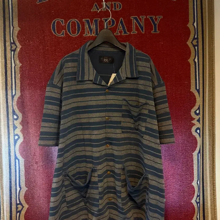 [BUNJANG] RRL Indigo Stripe Jersey Camp Shirt XXL / 더블알엘 인디고 스트라이프 저지 캠프 셔츠 XXL