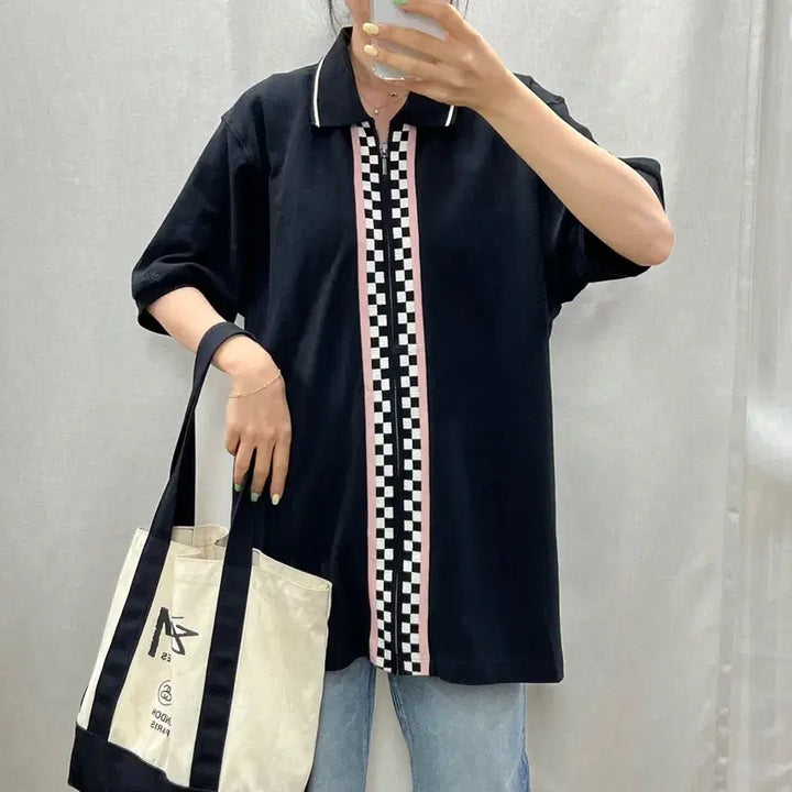 [BUNJANG] Stussy Zip-Up Short Sleeve T-Shirt (Size L) / 스투시 집업 반팔 티셔츠/