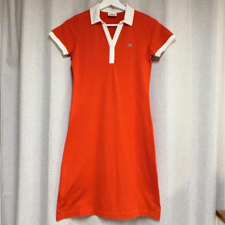 [BUNJANG] Lacoste Orange White Collar Dress Size 36 / 라코스테 오렌지 화이트 카라 원피스 36