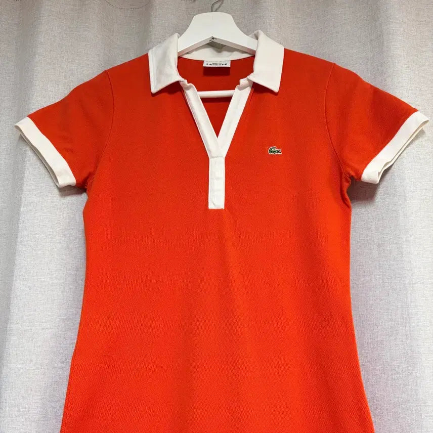 [BUNJANG] Lacoste Orange White Collar Dress Size 36 / 라코스테 오렌지 화이트 카라 원피스 36