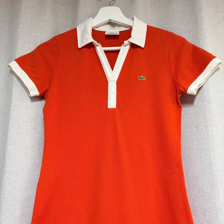 [BUNJANG] Lacoste Orange White Collar Dress Size 36 / 라코스테 오렌지 화이트 카라 원피스 36
