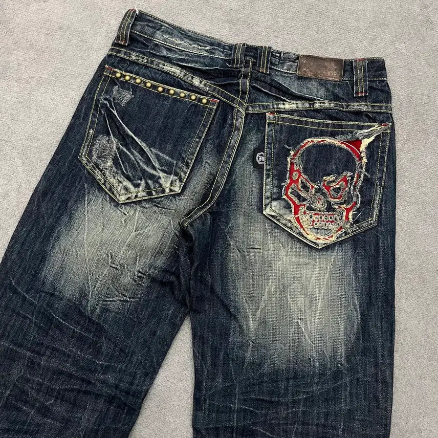 [BUNJANG] Vintage Skull Washed Denim Pants / 32 빈티지 스컬 워싱 데님 팬츠