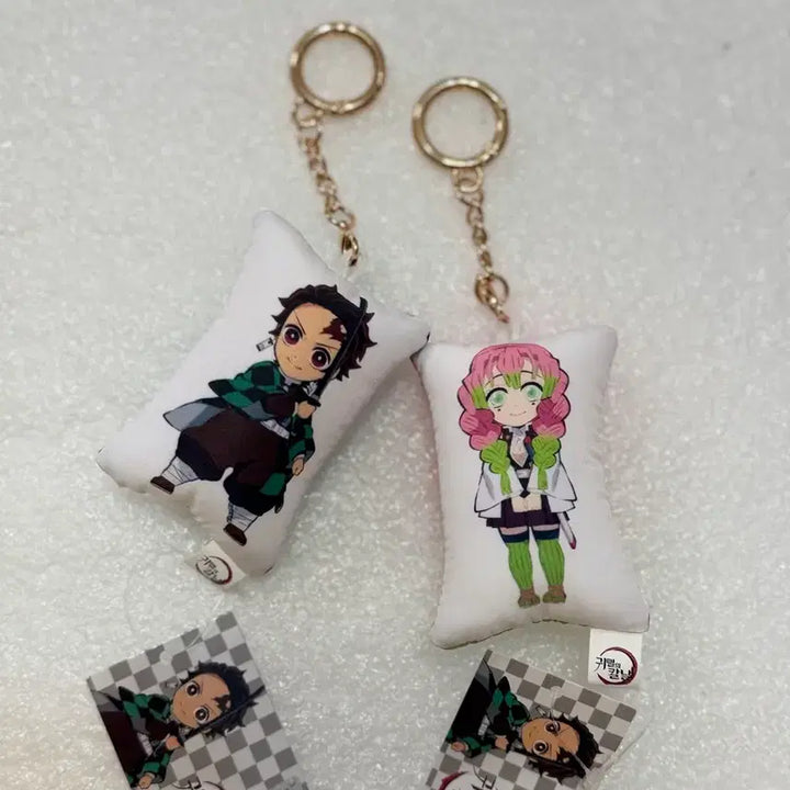 [BUNJANG] Demon Slayer Tanjiro &amp; Mitsuri Printing Cushion Keyring Bundle Set / 귀멸의칼날 프린팅쿠션 키링/ 탄지로+미츠리 일괄가격 / 새상품