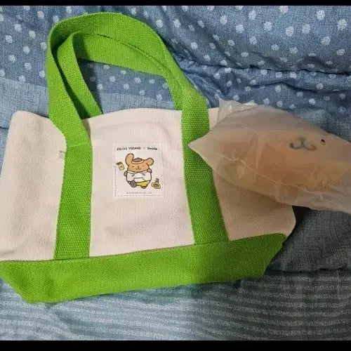 [BUNJANG] Sanrio Pompompurin Tote Bag &amp; Keyring Set / 올리브영 산리오 폼폼푸린 토트백 키링