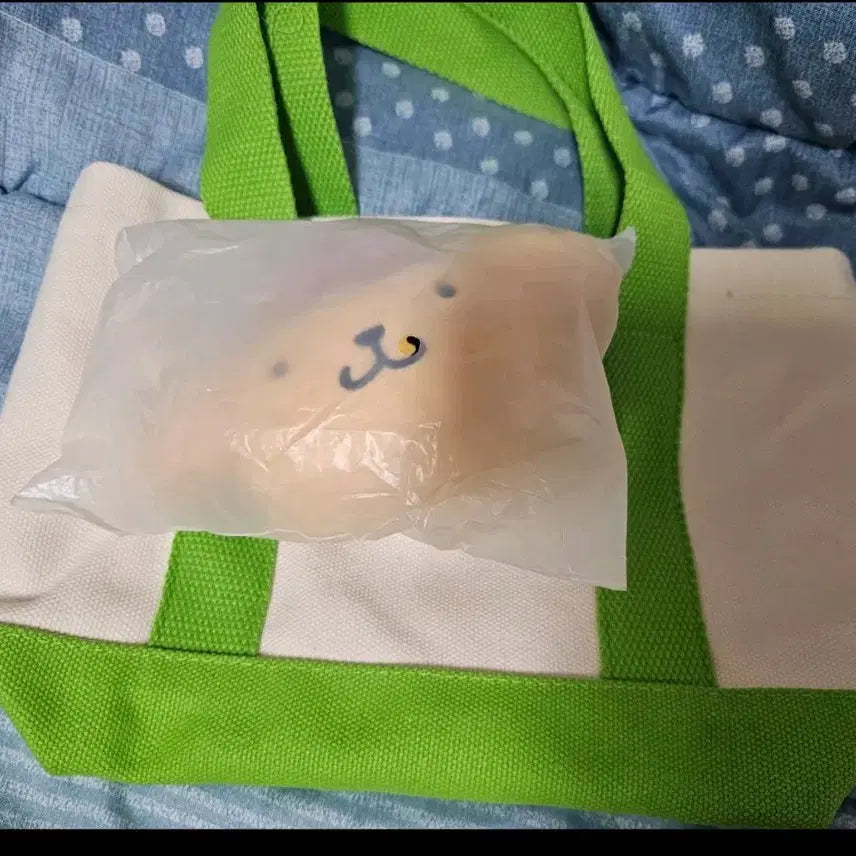[BUNJANG] Sanrio Pompompurin Tote Bag &amp; Keyring Set / 올리브영 산리오 폼폼푸린 토트백 키링