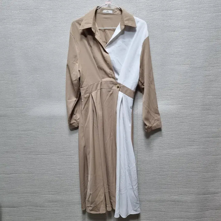 [BUNJANG] Color Block Long Shirt Dress / 바461 배색 셔츠 롱 원피스