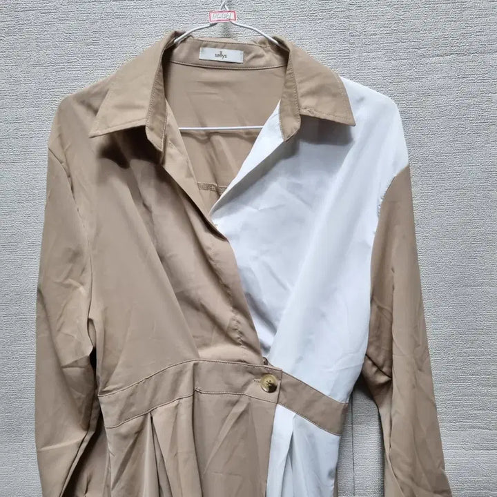 [BUNJANG] Color Block Long Shirt Dress / 바461 배색 셔츠 롱 원피스