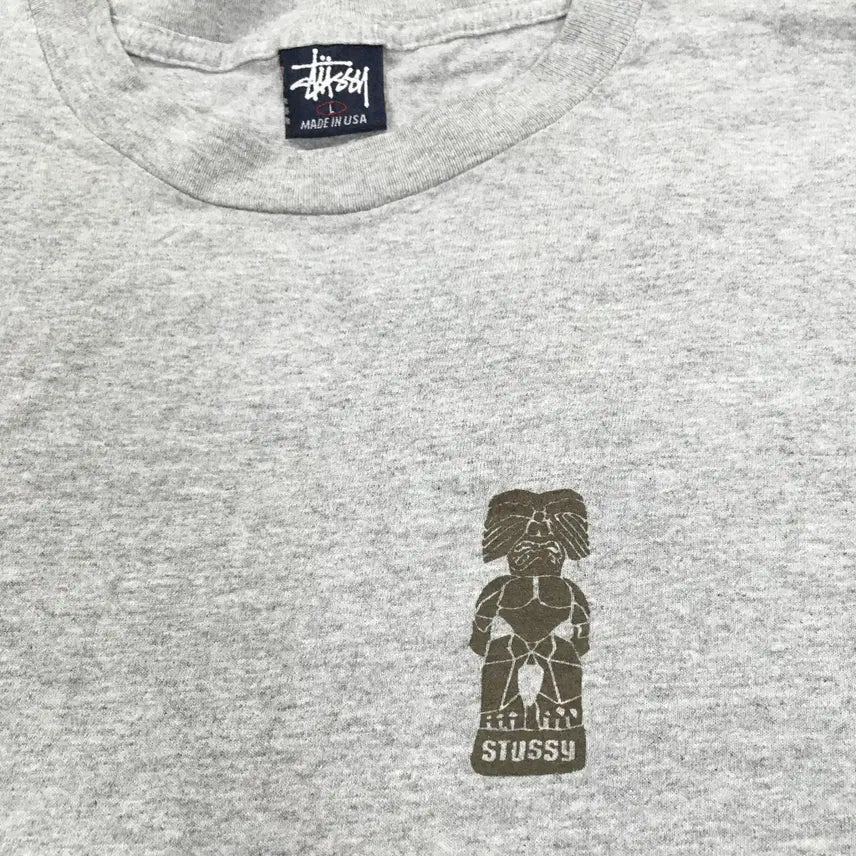 [BUNJANG] Stussy Printing Logo T-Shirt Gray L / 투티/A7 스투시 반팔티셔츠 gray 프린팅 로고 L