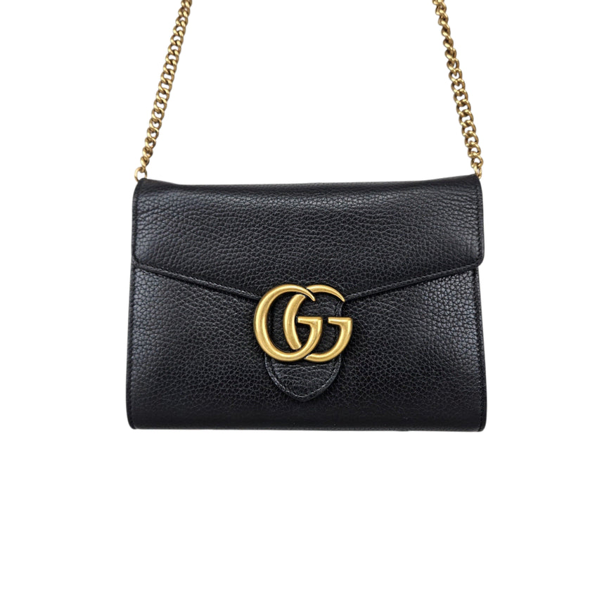 [BUNJANG] Gucci GG Leather Shoulder Crossbody Bag / 구찌 GG 레더 체인 숄더 크로스백