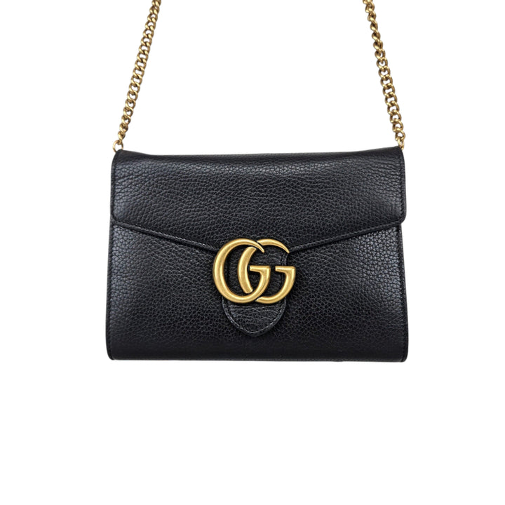 [BUNJANG] Gucci GG Leather Shoulder Crossbody Bag / 구찌 GG 레더 체인 숄더 크로스백