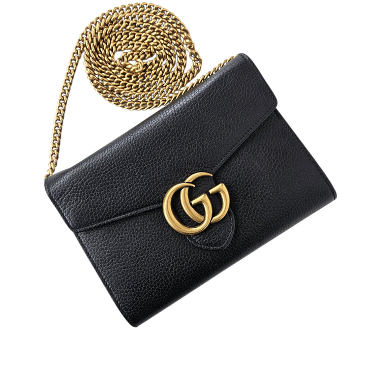 [BUNJANG] Gucci GG Leather Shoulder Crossbody Bag / 구찌 GG 레더 체인 숄더 크로스백