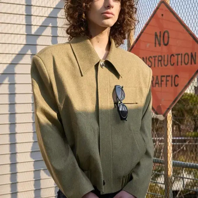 [BUNJANG] Wavyness Tunneling Wool Crop Jacket Mustard Size 1 / 웨이비니스 터널링 울 크롭 자켓 머스타드 1사이즈