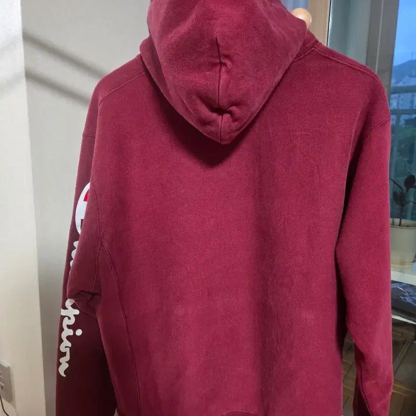 [BUNJANG] Champion Reverse Weave Big Logo Hoodie Burgundy Size 105 / 챔피온 리버스위브 소매 빅로고 후드티 105