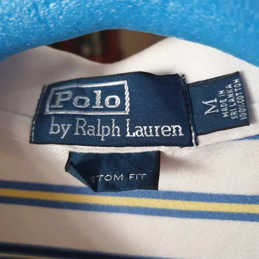 [BUNJANG] Polo Ralph Lauren Striped Cotton Polo Shirt - Medium / 폴로 랄프로렌 스트라이프 카라티 M