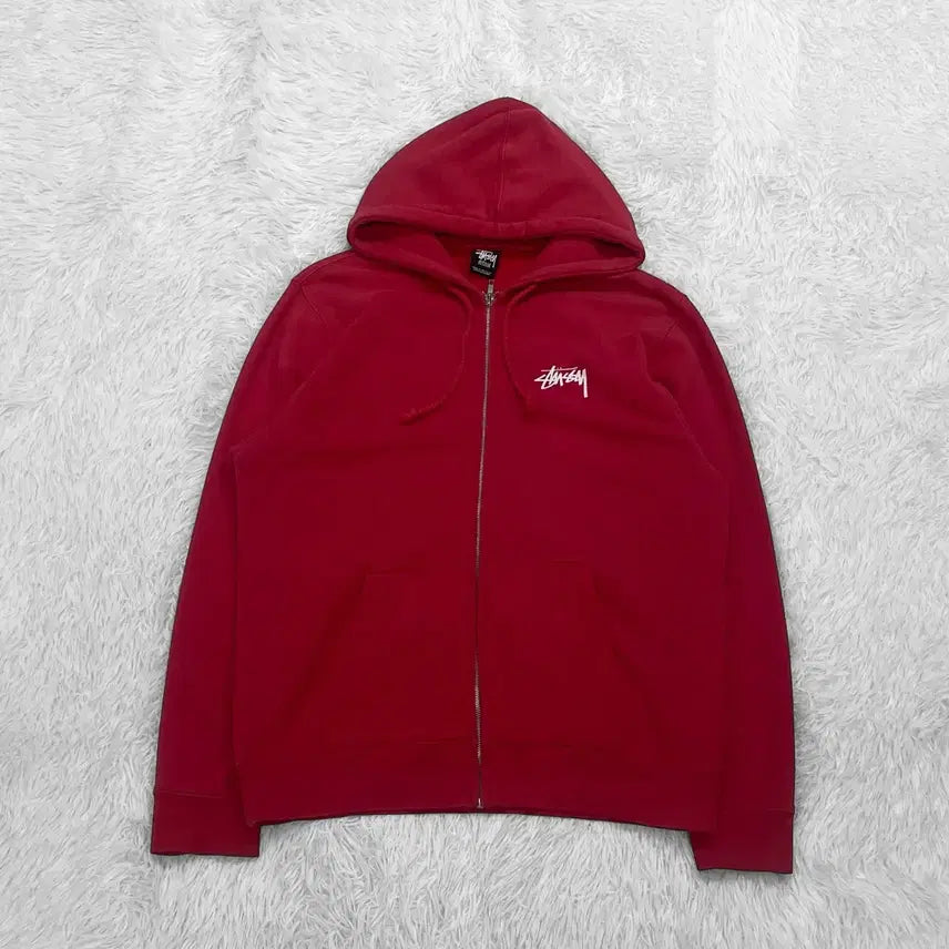 [BUNJANG] Stussy Classic Dot Hooded Zip-Up Red / 스투시 Stussy 클래식 닷 후드집업 레드