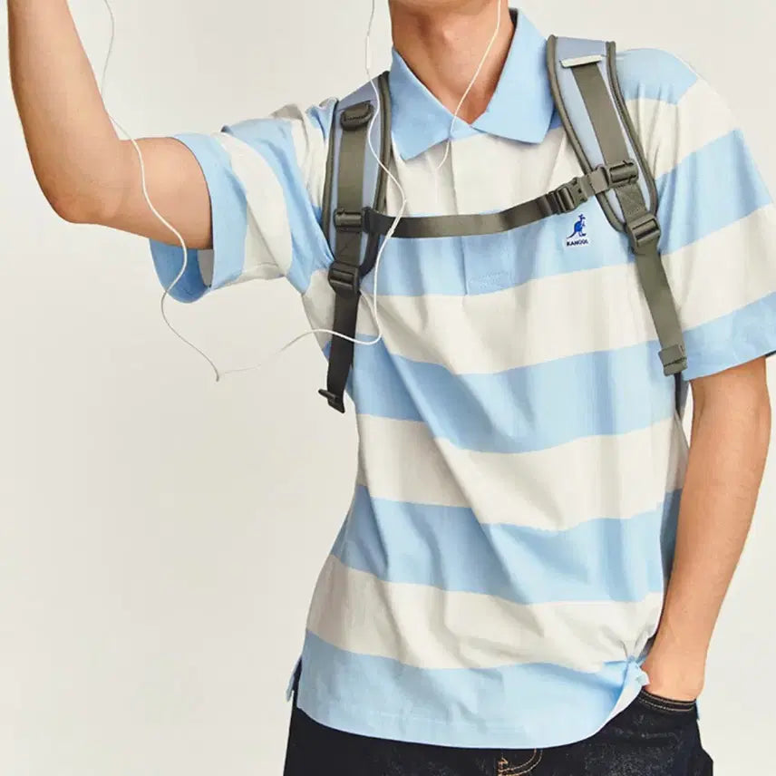 [BUNJANG] Kangol George Stripe Polo Shirt (XL) / 남성) 24SS KANGOL 미착용 조지 스트라이프 폴로 셔츠