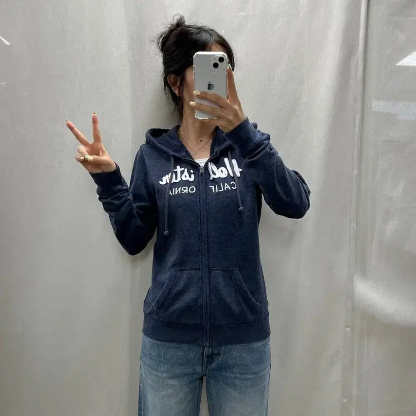 [BUNJANG] Hollister Cropped Zip-Up Hoodie / 홀리스터 후드 집업/